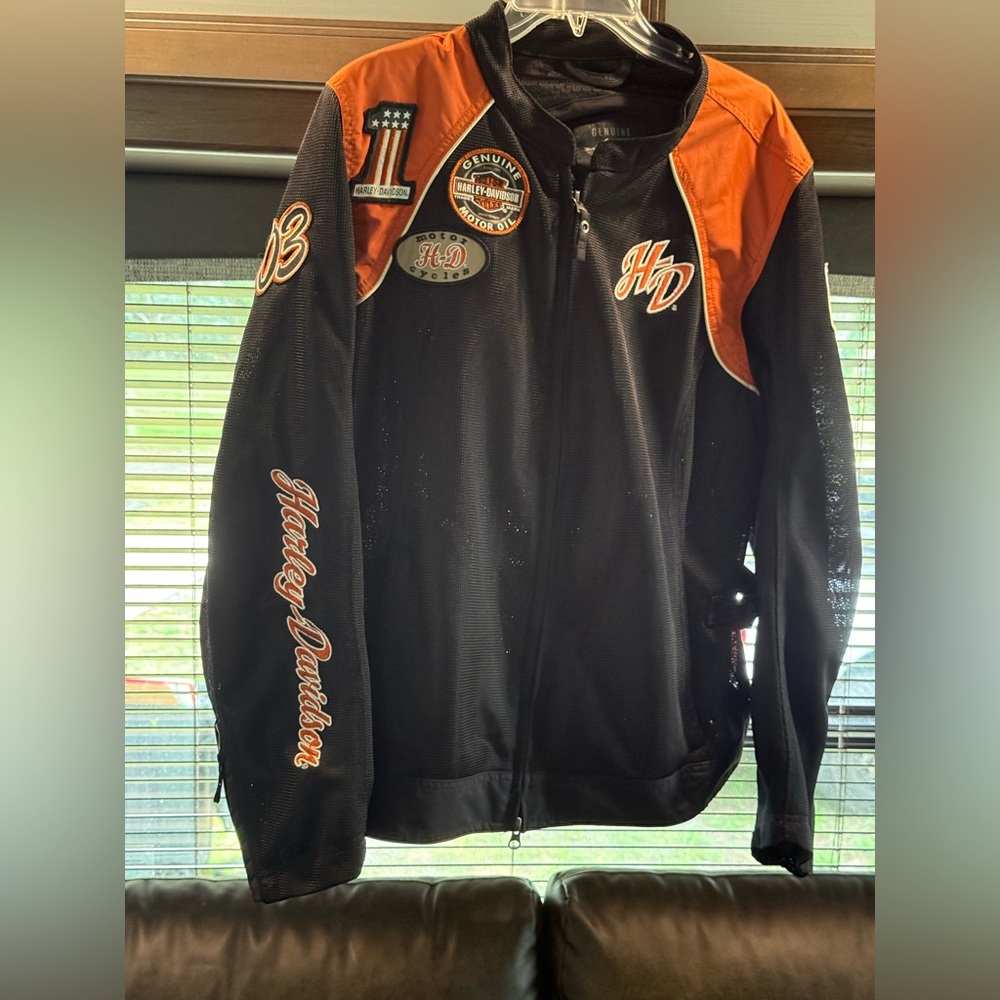 Harley-Davidson Black and Orange Lightweight Riding Jacket